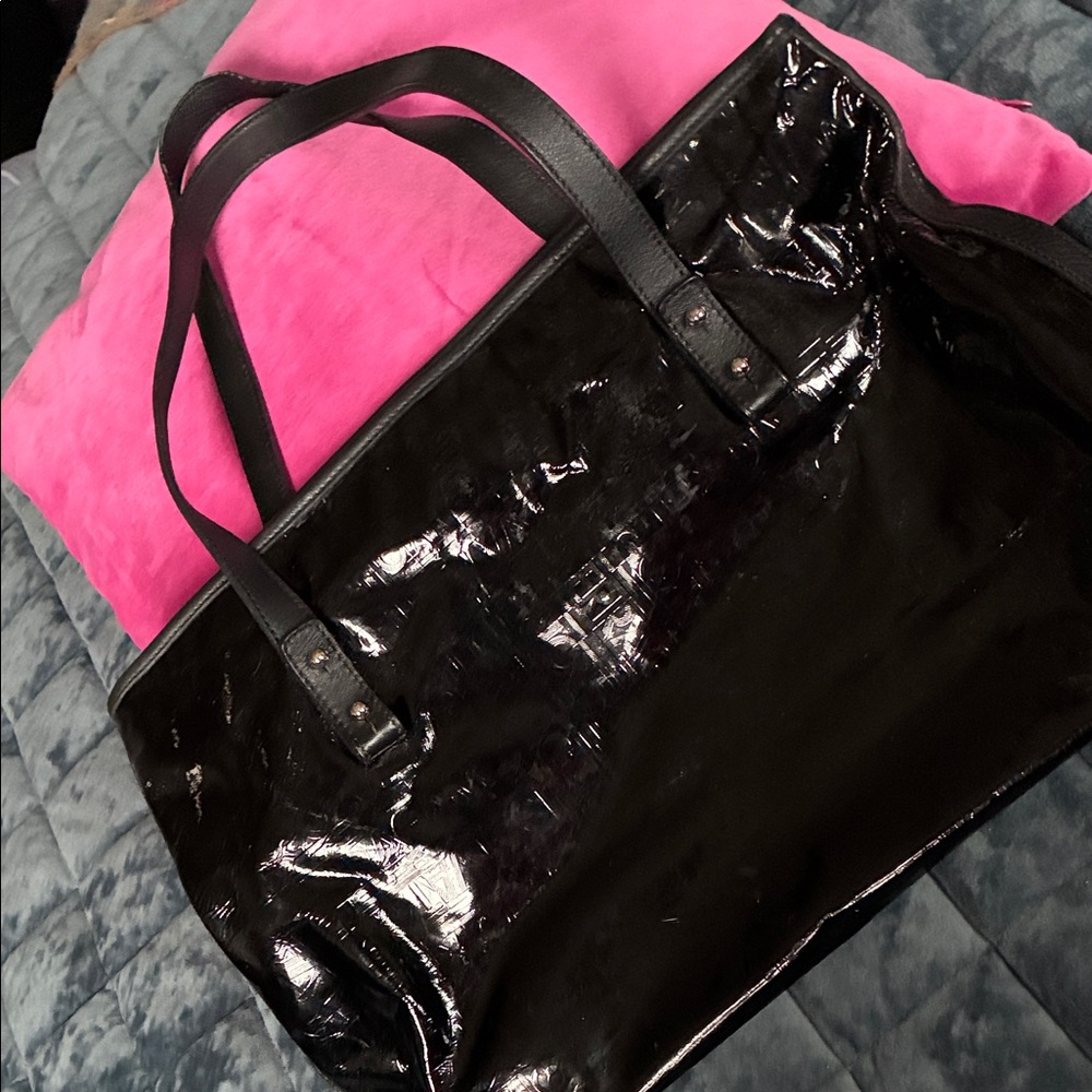 Salvatore Ferragamo Black Patent Leather Tote